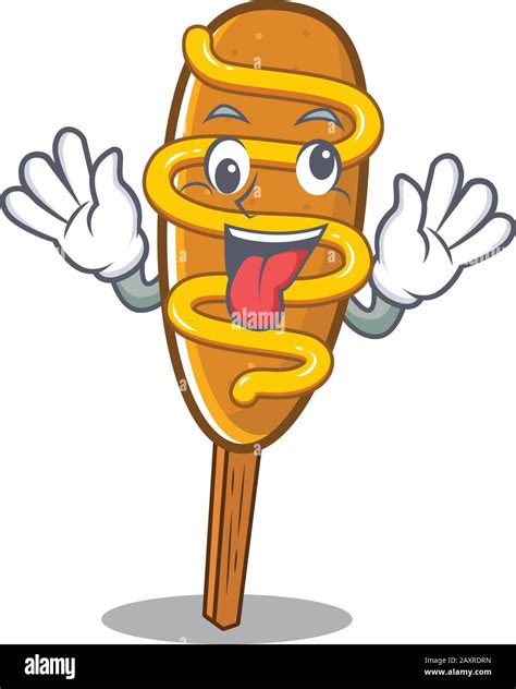 Cute sneaky corn dog Cartoon character with a crazy face Stock Vector Image & Art - Alamy