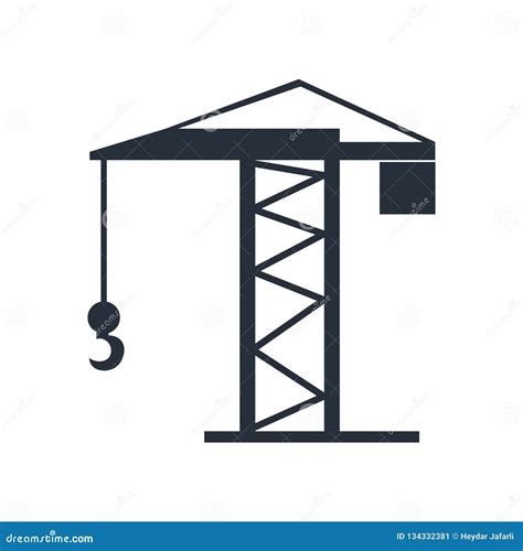 Construction Crane Icon Vector Sign and Symbol Isolated on White Background, Construction Crane ...