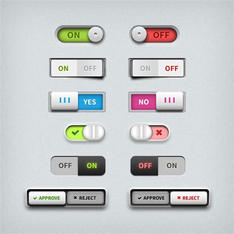 Toggle switches - Download Free PSD and HTML