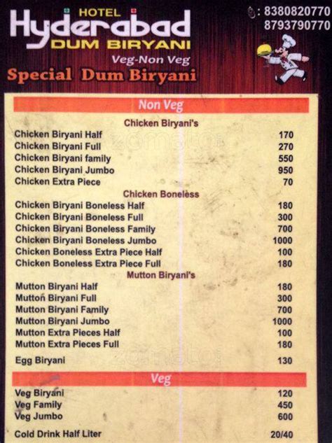 Hyderabad Dum Biryani Menu, Menu for Hyderabad Dum Biryani, Hinjawadi ...