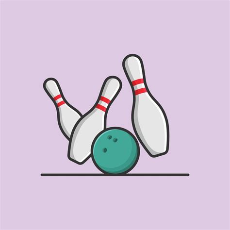 Bowling Ball With Bowling Pins Cartoon Vector Icon Illustration. Sport ...