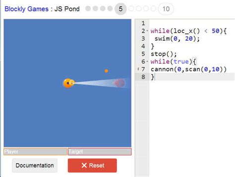 Pond JS game of Blockly Games | Download Scientific Diagram