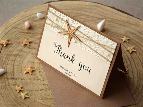 Rustic Beach Wedding Thank You Cards, Folded Starfish Thank You Notes