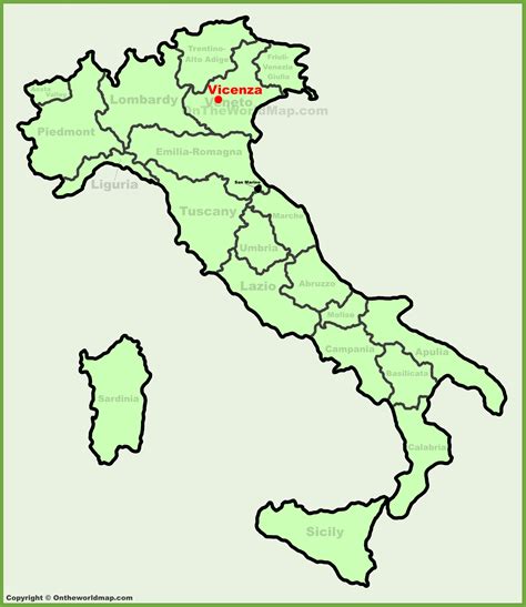 Vicenza location on the Italy map - Ontheworldmap.com