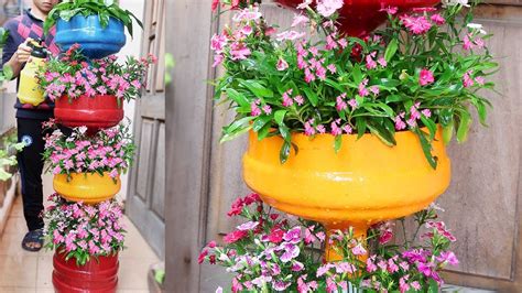 Recycle Plastic Bottles into Beautiful Multi-storey Flower Pots for Small Garden
