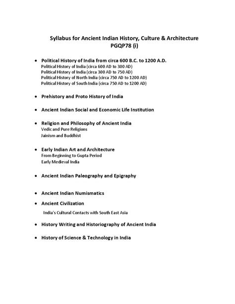 CUET PG 2022 Syllabus PGQP78 (i) Ancient Indian History Culture & Arch.