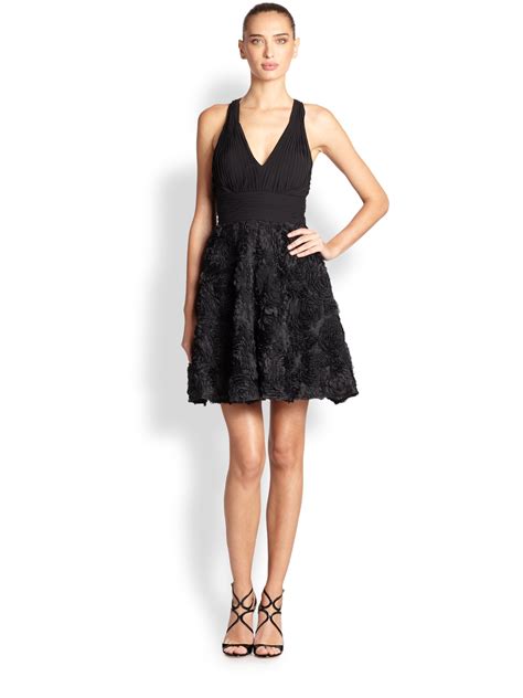 Aidan mattox Rosette Cocktail Dress in Black | Lyst