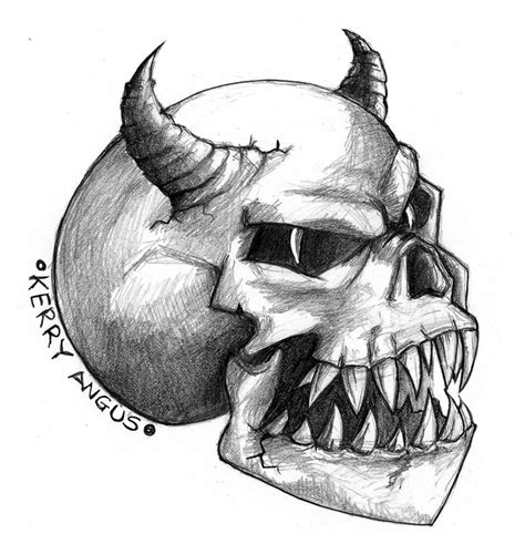 Demon Skull Drawing at PaintingValley.com | Explore collection of Demon Skull Drawing