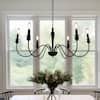 YANSUN 6-Light Black Farmhouse Chandelier Rustic Industrial Kitchen ...