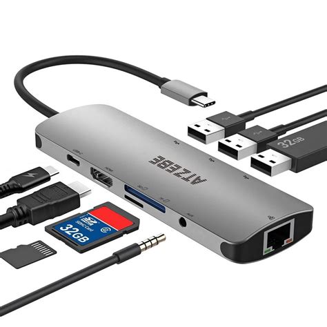 USB Hub USB C Hub to HDMI RJ45 Thunderbolt 3 Adapter for MacBook ...