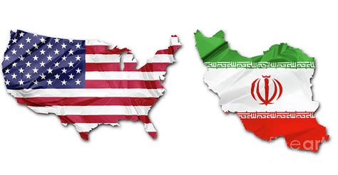 United States and Iran crisis with map flags Photograph by Benny Marty ...