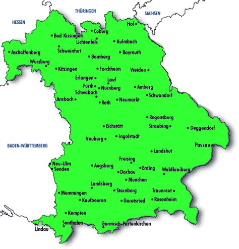 Bayern Karte von Bundesländer | Landkarte Deutschland Regionen Politische