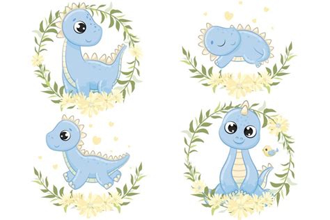 Cute Baby Dinosaur Clipart PNG, EPS, Dino boy party.