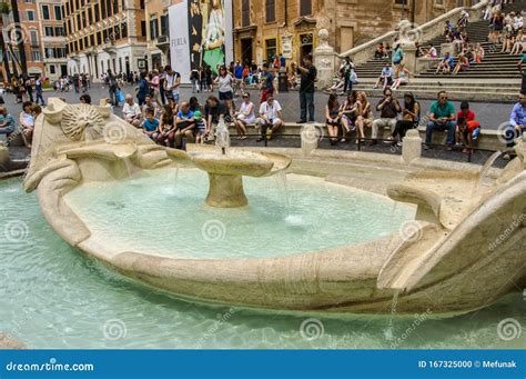 Fontana Della Barcaccia, Fountain at the Spanish Steps in Rome, on Piazza Di Spagna, Aka Spanish ...