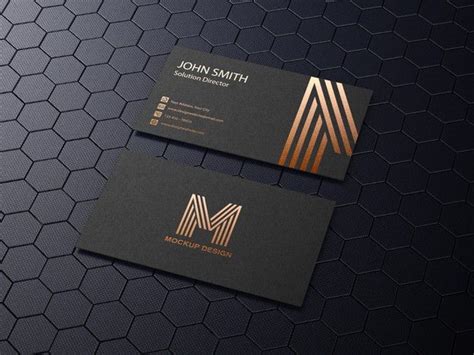 Black Business Card Mockup On Hexagon Background | Business card mock up, Black business card ...