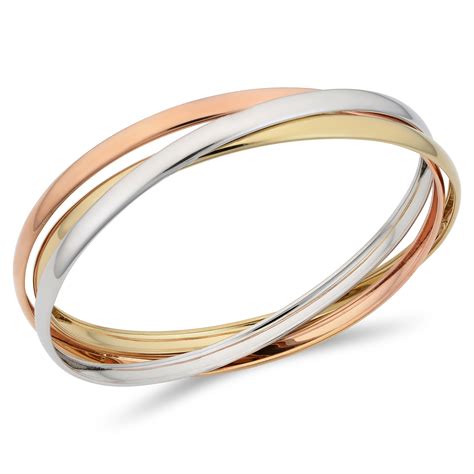 Jewelry Affairs - 14k Tricolor Gold Interlocking Women's Bangle ...