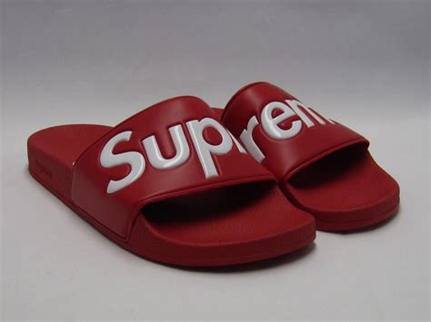 SUPREME SANDALS SLIDES FLIP FLOP 9 SS14 BOX LOGO RED DS NEW SOLID | Slide flip flops, Sandals ...