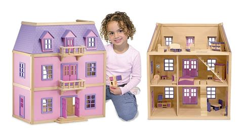 Roll over image to zoom in Melissa & Doug Multi-Level Wooden Dollhouse (affiliate link) Melissa ...