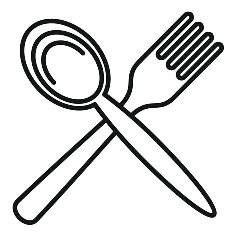 Fork spoon icon, outline style 14584040 Vector Art at Vecteezy