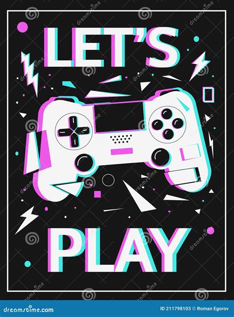 Gamer Poster. Let S Play Concept Stock Vector - Illustration of controller, player: 211798103