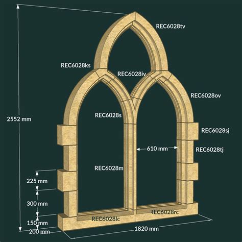 Gothic Arch Windows - Gothic Folly Parts - Redwood Stone