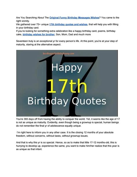 75+ Happy 17th Birthday Quotes Wishes & Greetings 2020 by Happy Birthday To You - Issuu