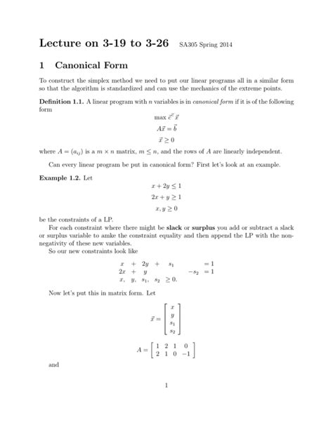 Lecture on 3-19 to 3-26 1 Canonical Form