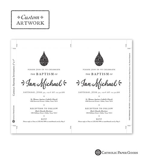 Catholic Baptism Invitation Customizable Hand-lettered Black & White - Boy or Girl ...