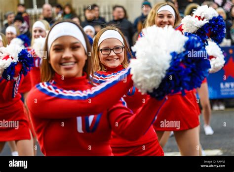 Varsity Spirit All American Cheerleaders at London's New Year's Day Parade, UK. Cheerleader ...