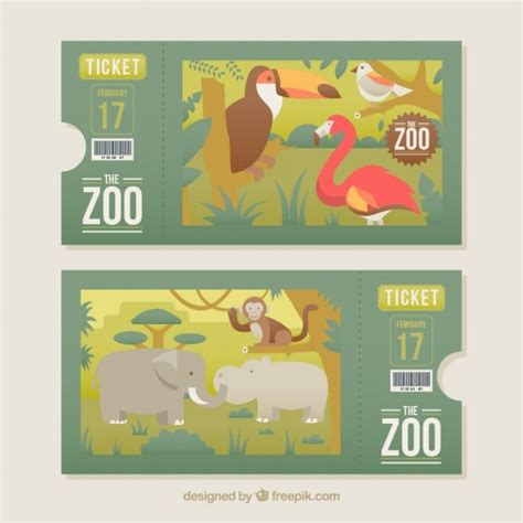 Zoo tickets with animals set Vector | Free Download