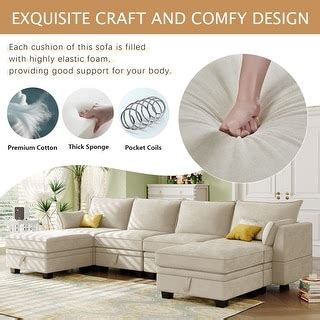 Modern Large U-Shape Sofa Modular Sectional Sofa Sets, Storage Seat ...