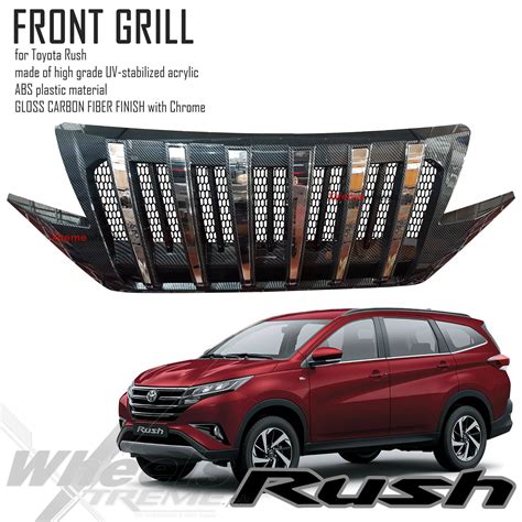 Toyota Rush 2018-2020 Front Grill Carbon Fiber with chrome ( Front Grille ) ( rush accessories ...