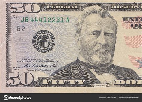 Fifty Dollar Bill Macro Usd President Ulysses Grant Portrait United – Stock Editorial Photo ...