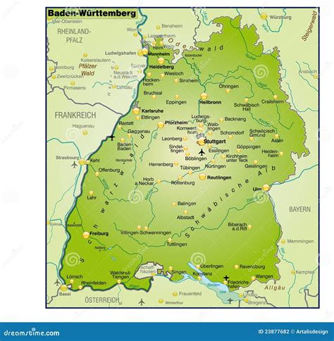 Map of Baden-Wuerttemberg stock illustration. Illustration of heidelberg - 23877682