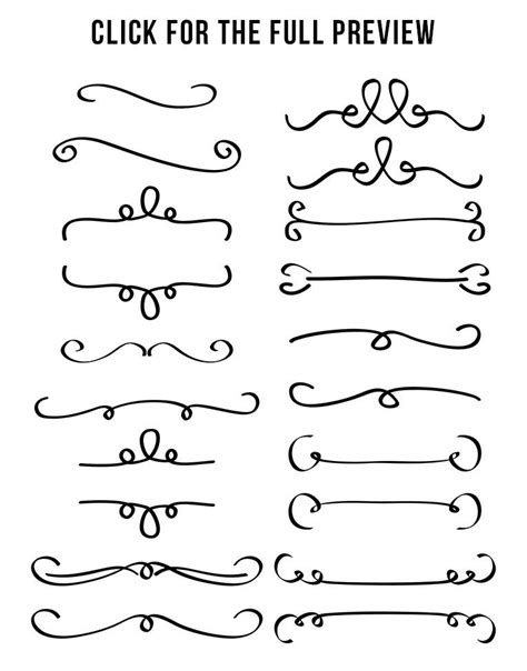 20 Simple Flourish Dividers, Wedding Clipart, Border Clipart, Line Dividers, Text Dividers By ...