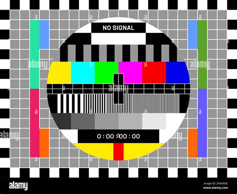 TV signal test screen, retro television color test of broadcast pattern ...