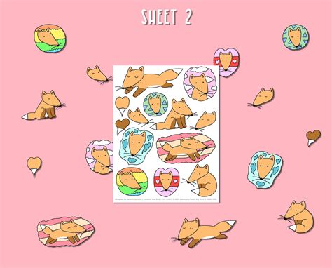 39 Cute Fox Digital Stickers Red Fox Printable Stickers - Etsy