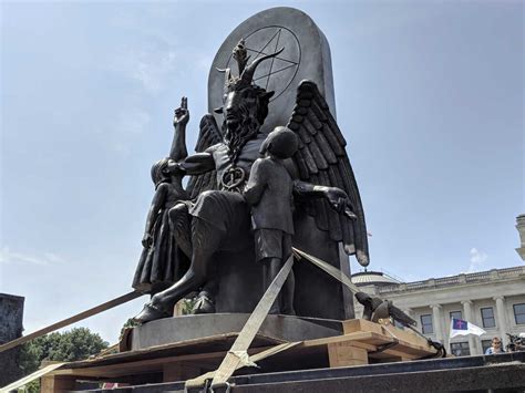 Satanic Temple Protests Ten Commandments Monument With Goat-Headed ...