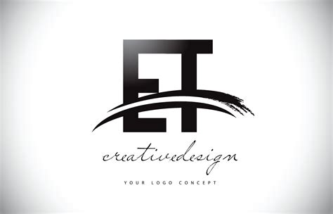 ET E T Letter Logo Design with Swoosh and Black Brush Stroke. 5075282 Vector Art at Vecteezy