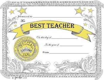 Best Teacher Award Certificate