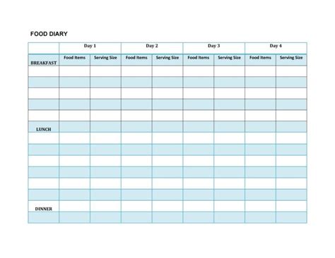 49 Simple Food Diary Templates & Food Log Examples