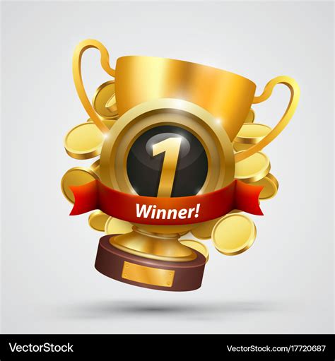 Winner cup number one with a win Royalty Free Vector Image