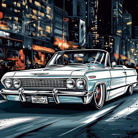 Lowrider Art 1963 1964 Chevrolet Impala Low Rider Chevy Car Poster Wall ...