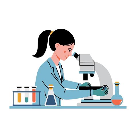 Female doctor or scientific researcher using microscope in a laboratory 12740876 Vector Art at ...