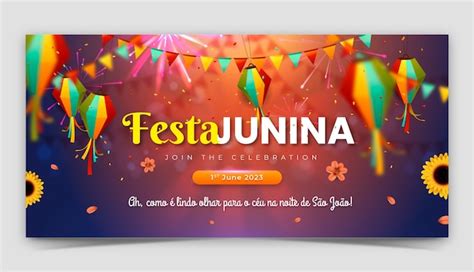 Free Vector | Realistic horizontal banner template for brazilian festas ...