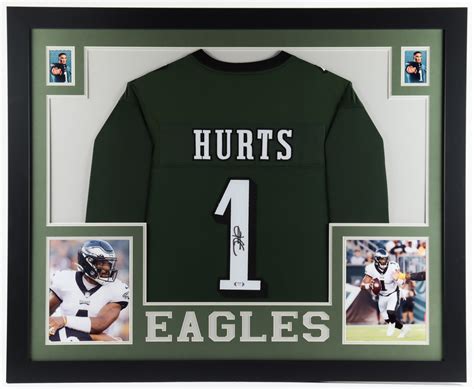 Jalen Hurts Signed 35x43 Custom Framed Jersey Display (PSA Hologram ...