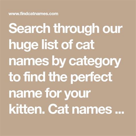 Search through our huge list of cat names by category to find the ...