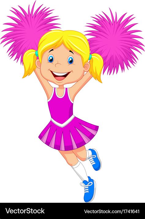 Cheerleader cartoon with pom poms Royalty Free Vector Image