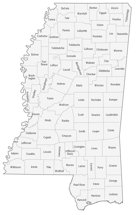 County Map Of Mississippi Counties