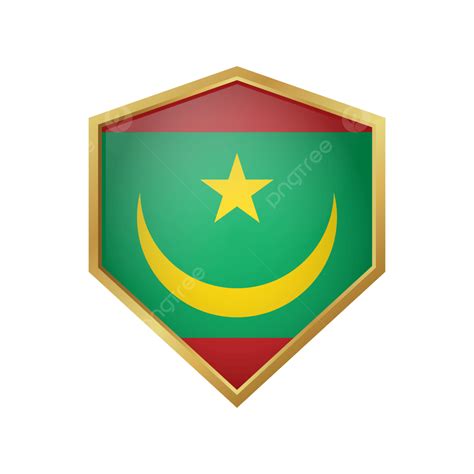 Mauritania Flag Vector PNG Images, Mauritania Flag Vector With Gold Shield Frame, Mauritania ...